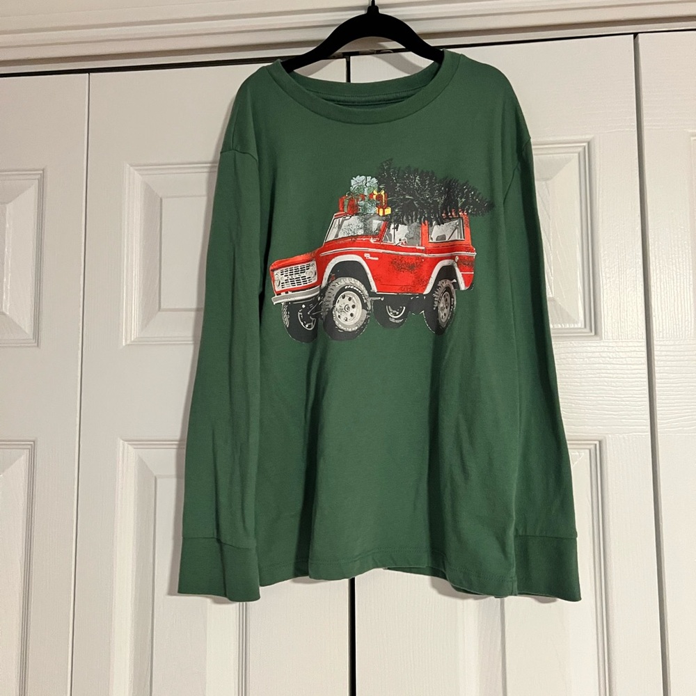 Ford Christmas Long Sleeve Kids Tee with Red Truck Design